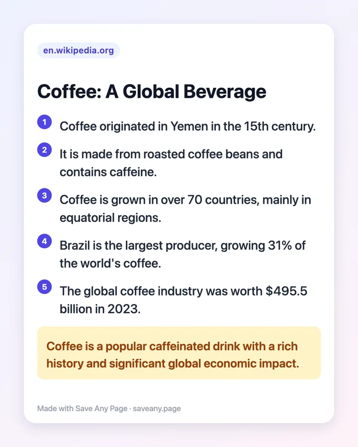 Summary card