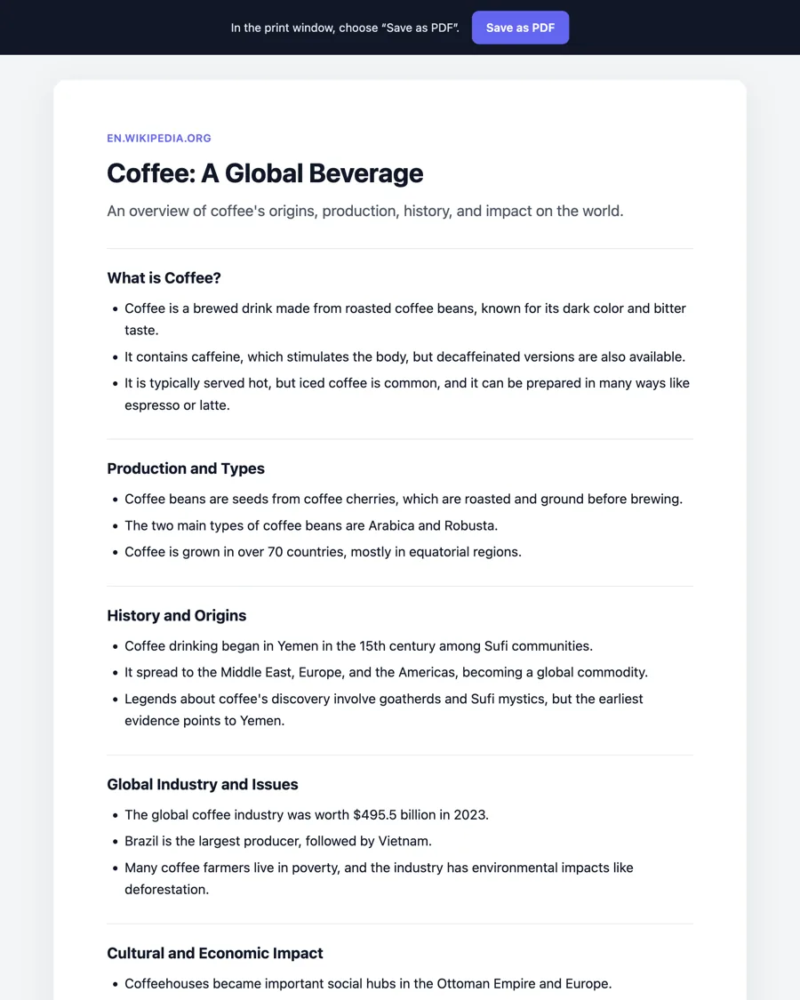 Condensed document — Save Any Page